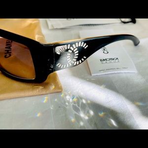 CHANEL - Brand NEW - Crystals Black/Tan Frame Gradient Tint Sunglasses-6021-B